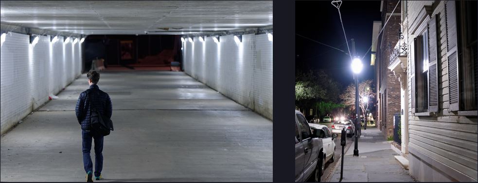 Automatic white balance settings in metal halide lighting. Left: 3050K/+65 tint, Right: 3300/+9 tint